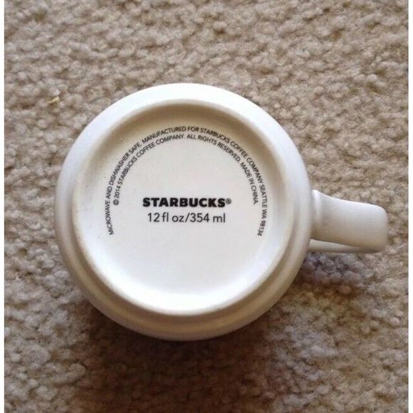 Starbucks White Gray Damask Scroll Geometric Pattern 12 oz. Mug Coffee Cup 2014 - Picture 2 of 7